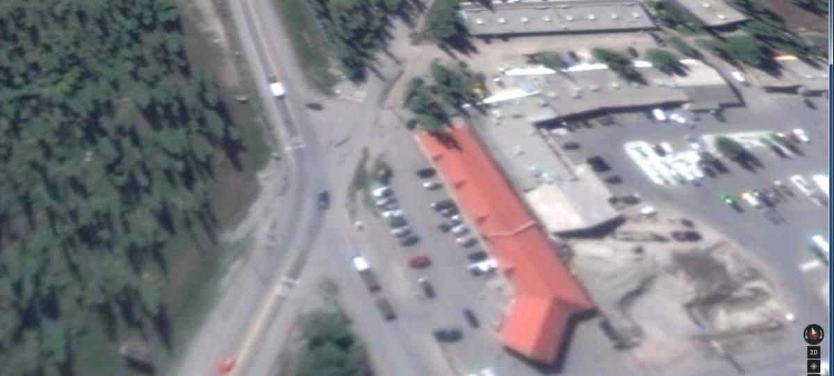 Highway 22 and White Avenue intersection in Bragg Creek.