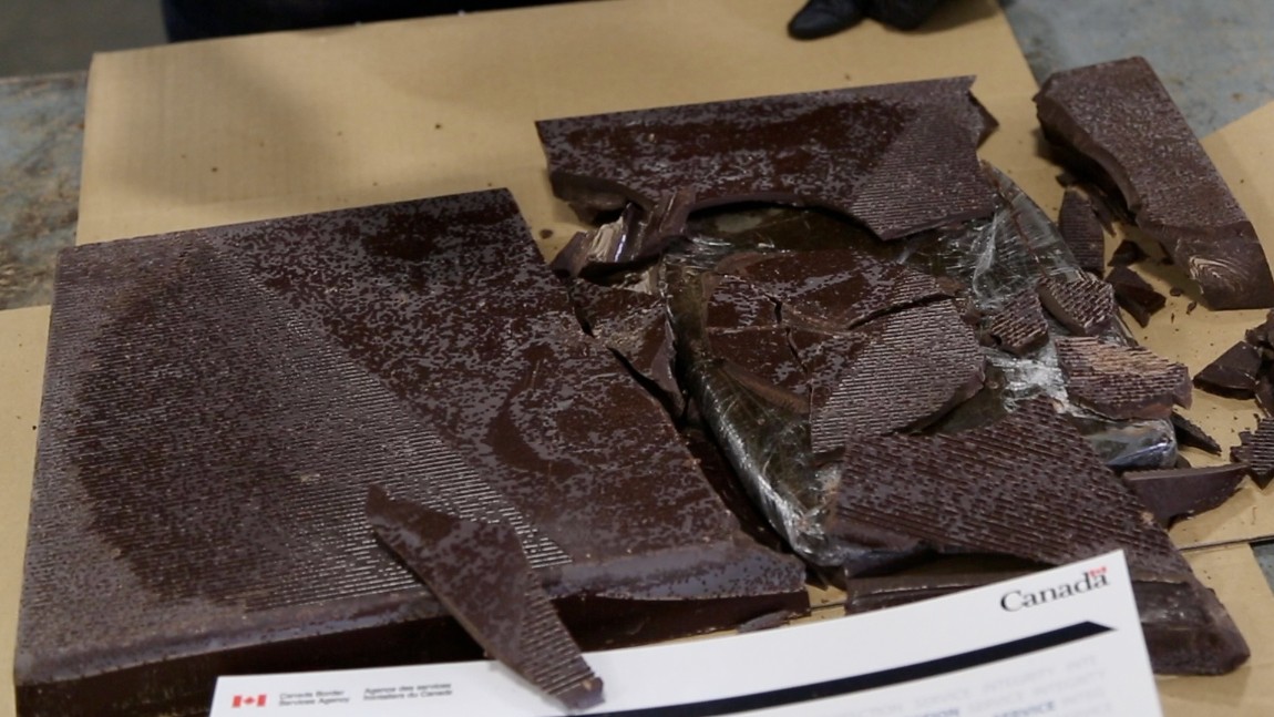 The hashish was hidden inside 100 chocolate bars