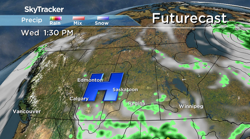 A surface high slides in and clears skies on Wednesday.
