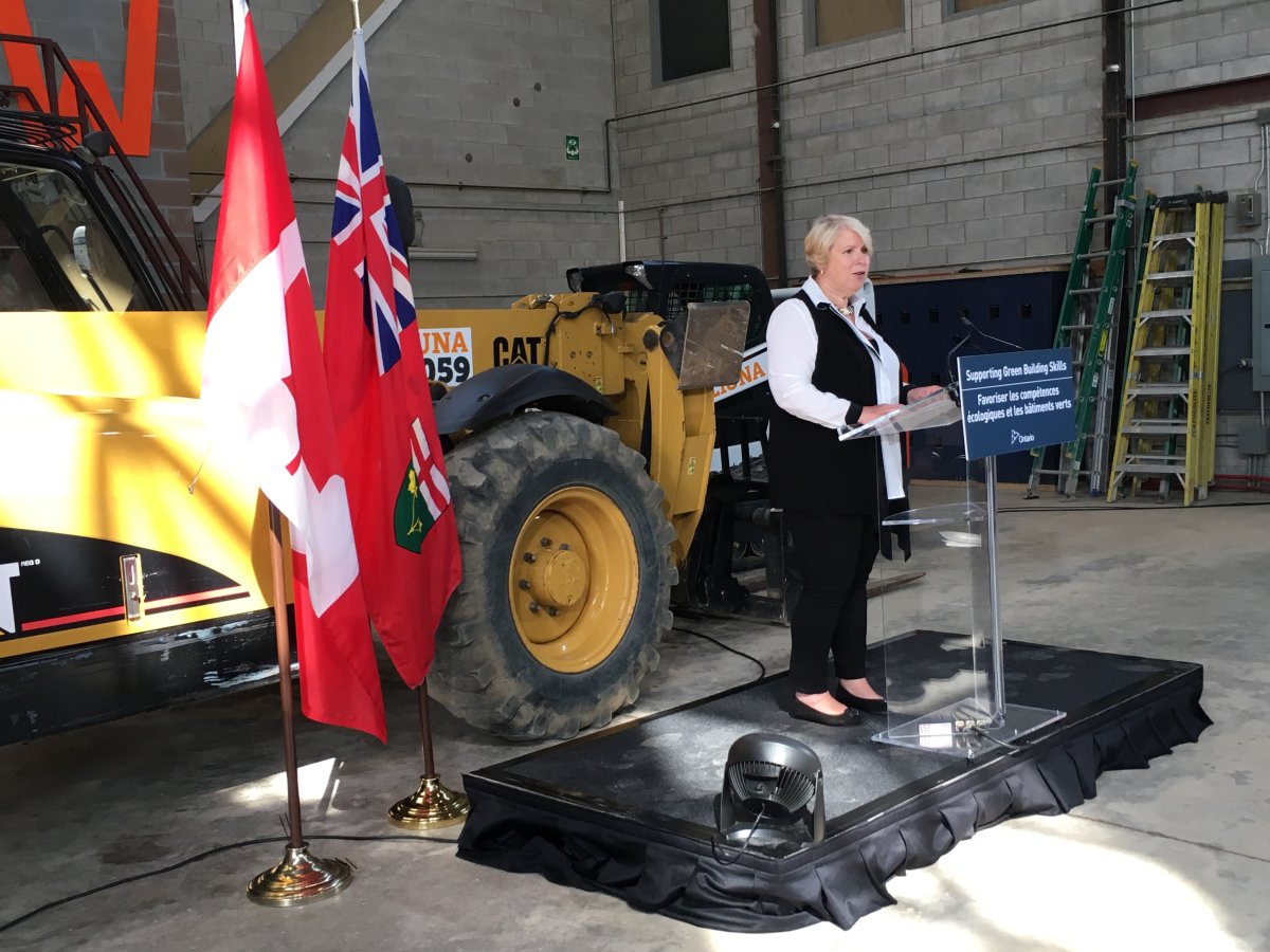 MPP Deb Matthews announces funding for green building skills training at the LiUNA Local 1059 headquarters in London, on August 10th, 2017.
