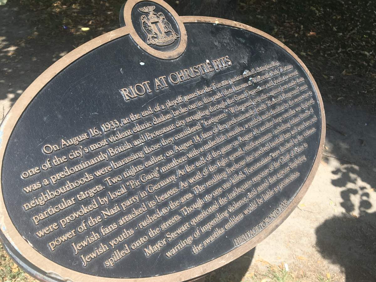 A commemorative plaque was installed in the southeast corner of the park in 2008.