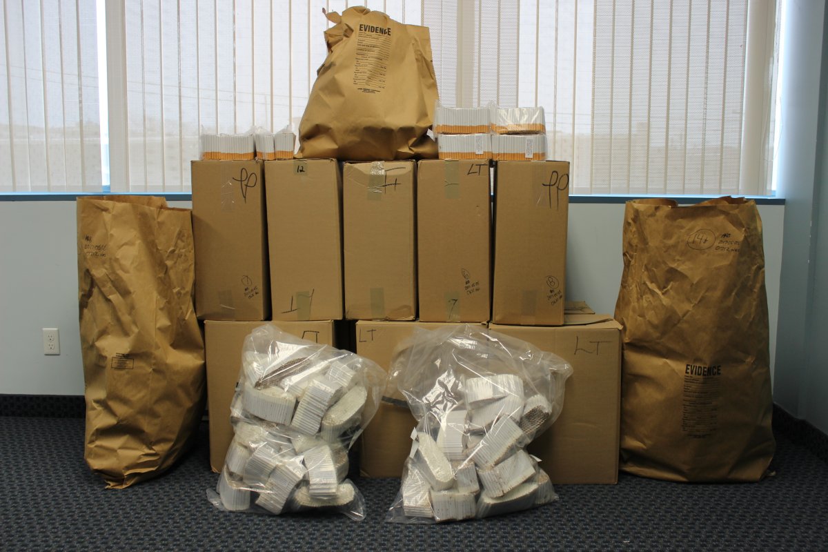 A display of illegal tobacco seized by Service Nova Scotia .