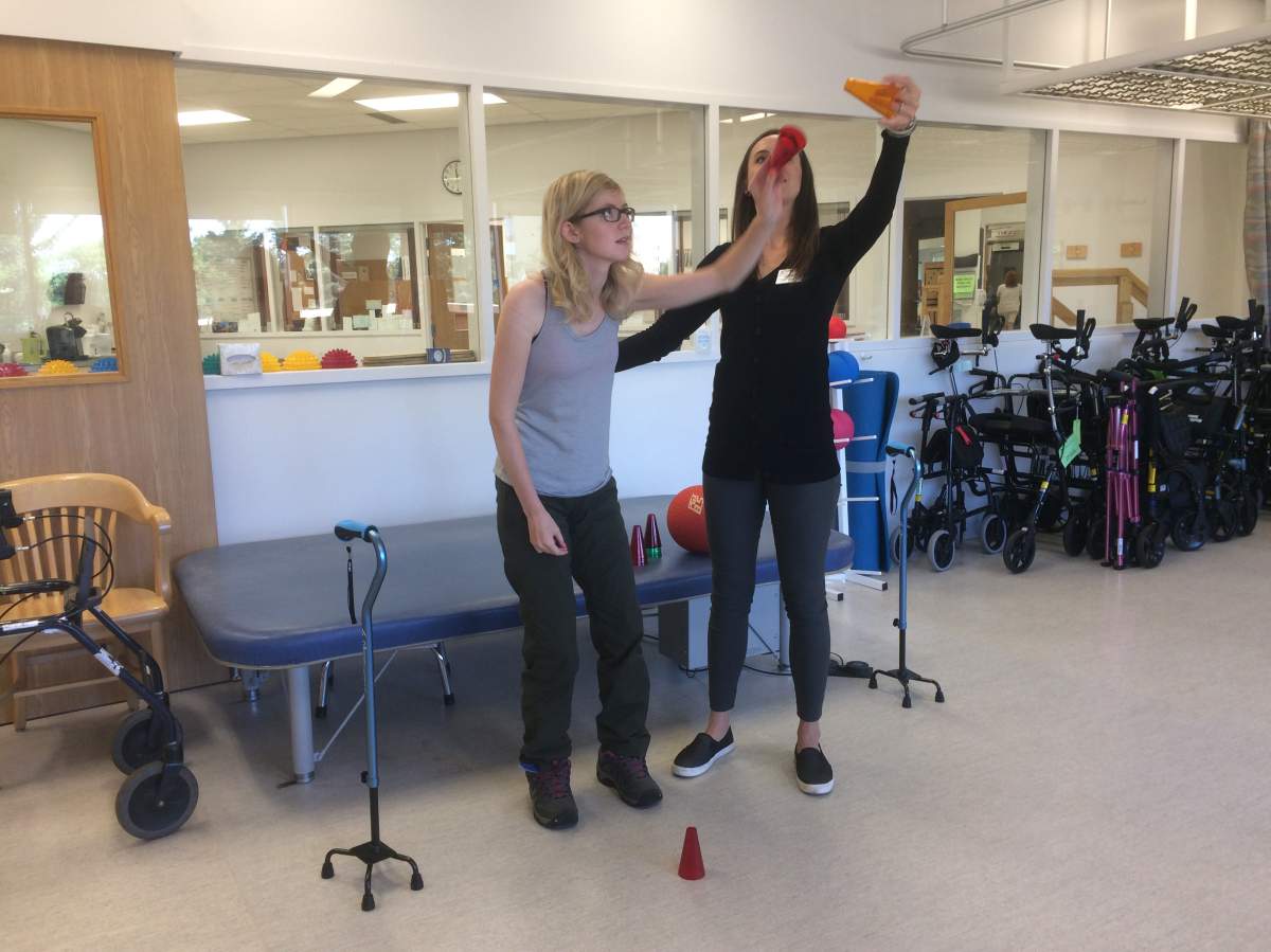 Lana Kisslinger with physiotherapist Lauren Richardson at the Glenrose Rehabilitation Hospital.