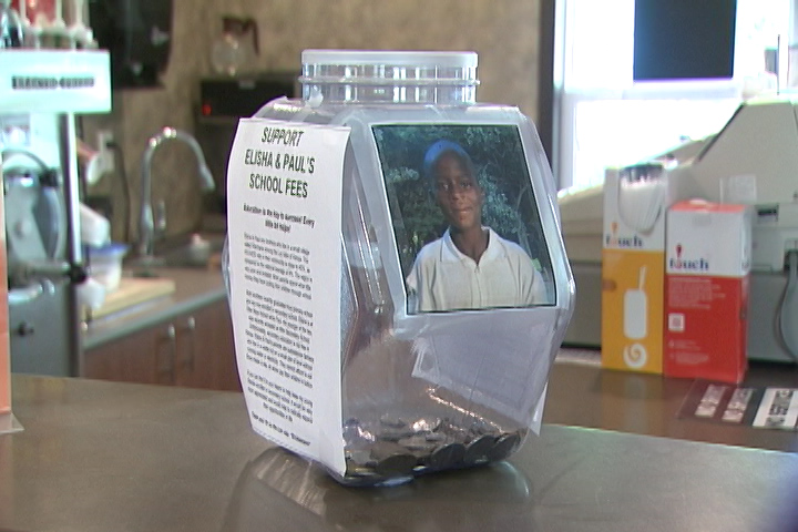 After this fundraising jar was stolen from a local campground, Kingston residents helped boost the effort to raise funds for a Kenyan family.