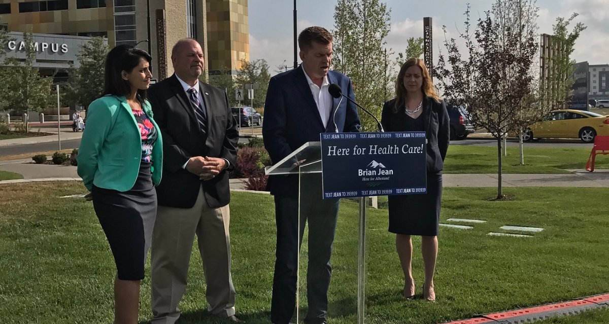 Brian Jean outlines his plans for health care in Calgary on August 14, 2017.