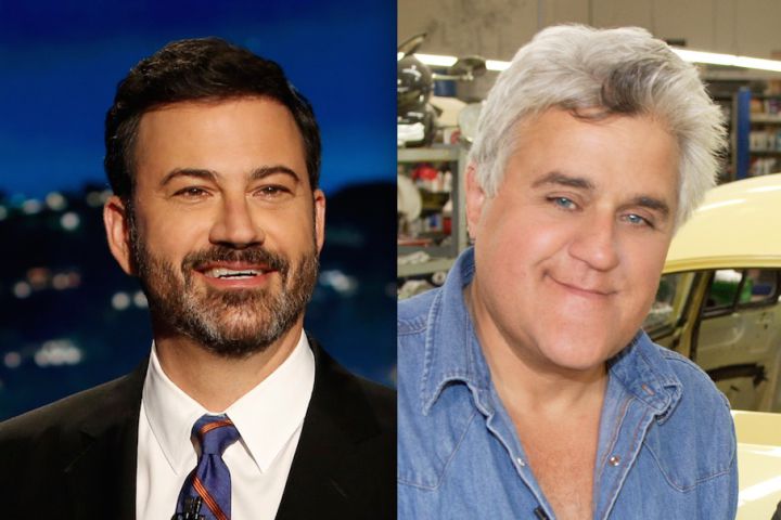 (L-R): Jimmy Kimmel and Jay Leno.