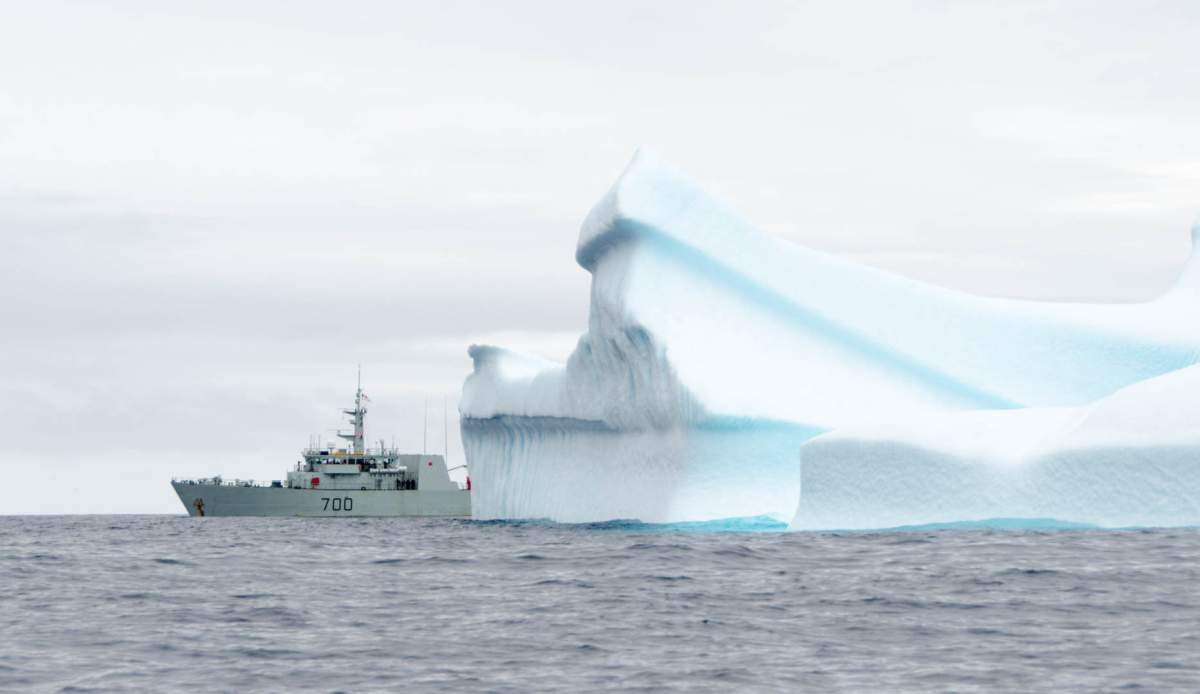 The HMCS Kingston is seen as it patrols the Arctic in August 2017