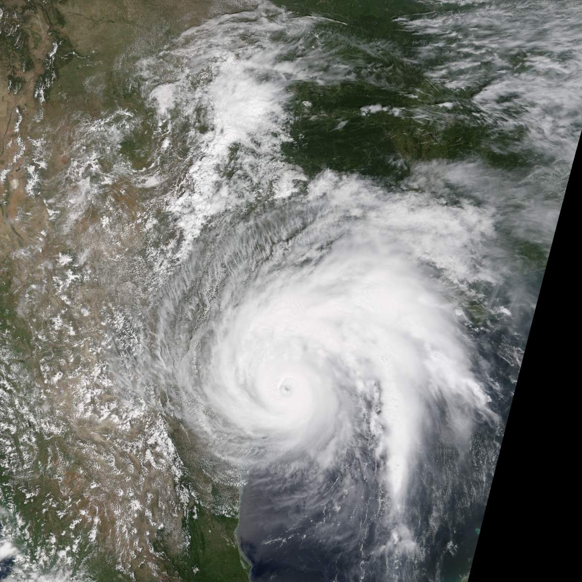 This image shows the progression of Hurricane Harvey on Aug. 25, 2017.