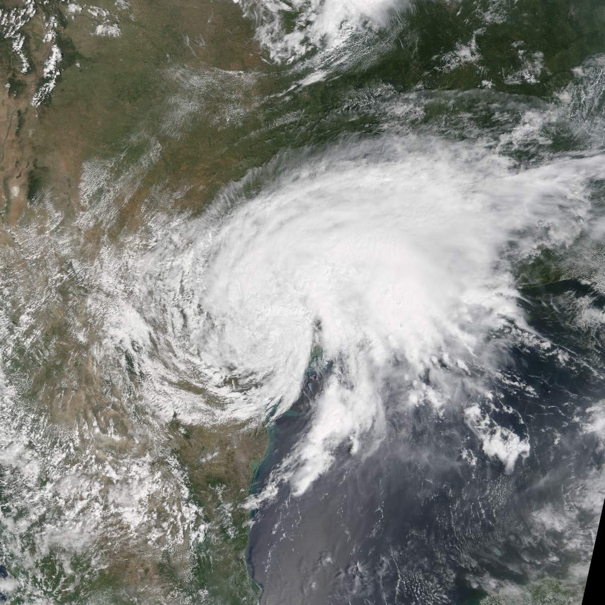 This image shows the progression of Hurricane Harvey on Aug. 27, 2017.