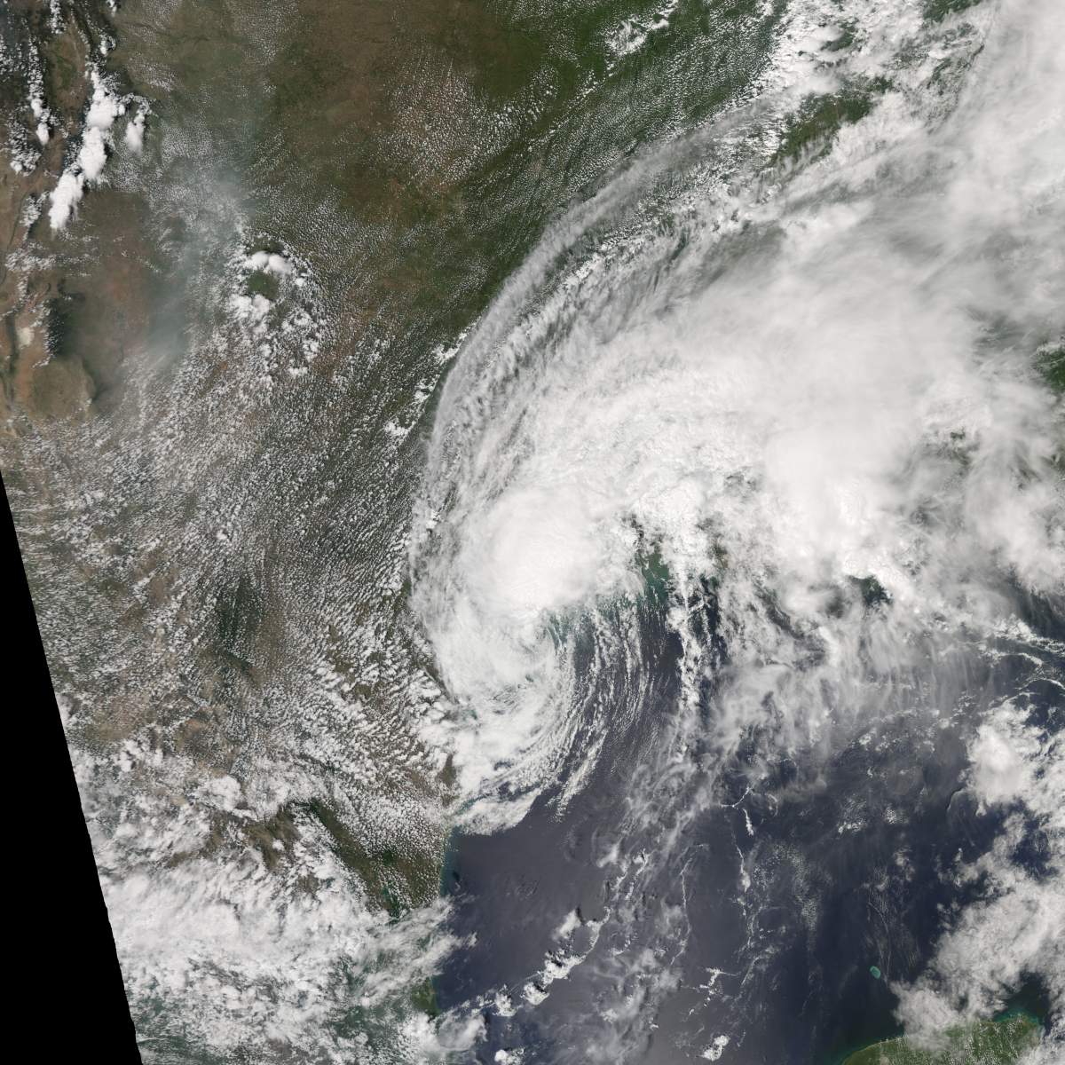 This image shows the progression of Hurricane Harvey on Aug. 28, 2017.