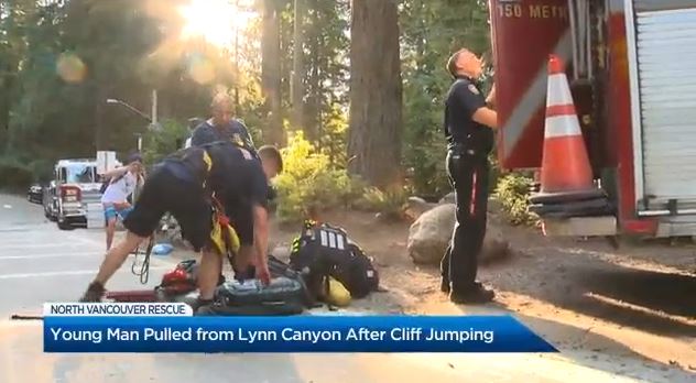 North Vancouver Fire Rescue called to the scene in Lynn Canyon Monday night.