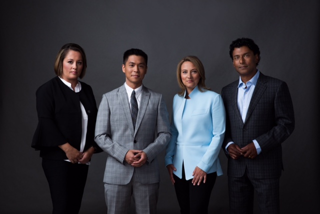'The National' new hosts Rosemary Barton, Andrew Chang, Adrienne Arsenault and Ian Hanomansing. 