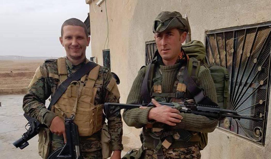 Andrew Woodhead, right, with Canadian anti-ISIS volunteer Nazzareno Tassone in northern Syria.
