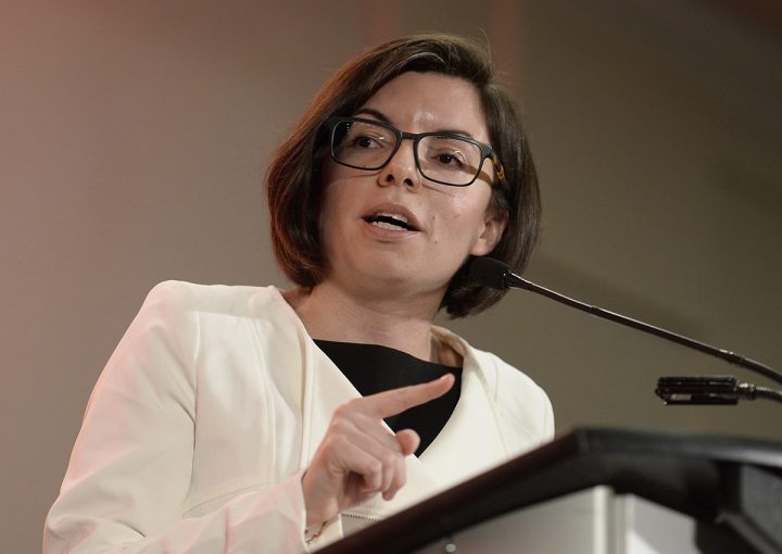 FILE: Niki Ashton speaks as she participates in the first debate of the federal NDP leadership race with Guy Caron, Charlie Angus and Peter Julian, in Ottawa on Sunday, March 12, 2017. 