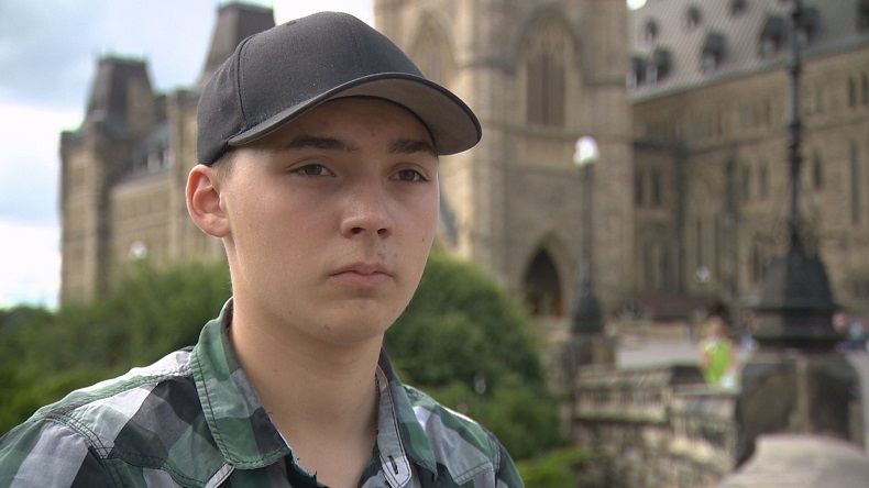 Noah Irvine is pictured on Parliament Hill on Aug. 23, 2017.