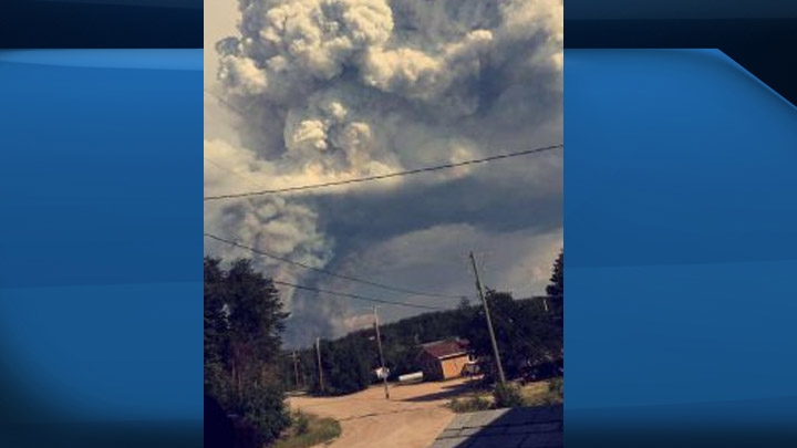 A wildfire has forced roughly 20 people from a community in northeast Saskatchewan.