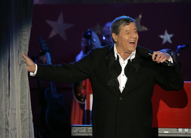 In this Sept. 5, 2005, photo, longtime host Jerry Lewis performs during the Muscular Dystrophy Association telethon in Beverly Hills, Calif.