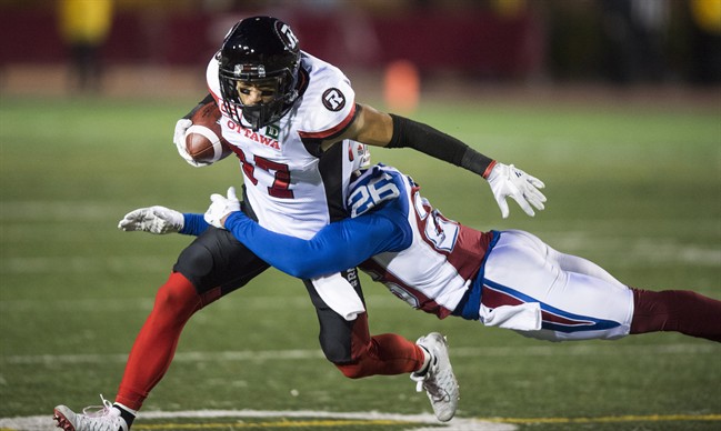 The Ottawa RedBlacks defeated the Montreal Alouettes Thursday Night for their third straight win to take over first place in the CFL East Division.