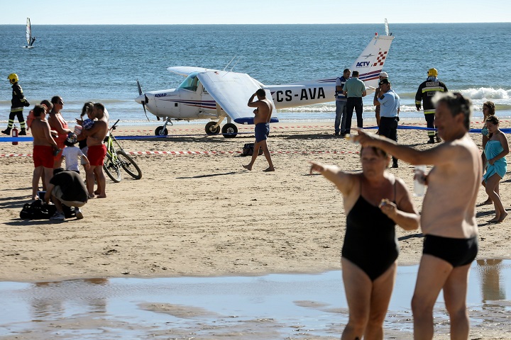 Two sunbathers were killed when a plane made an emergency landing on a beach in Portugal on Aug. 2, 2017.