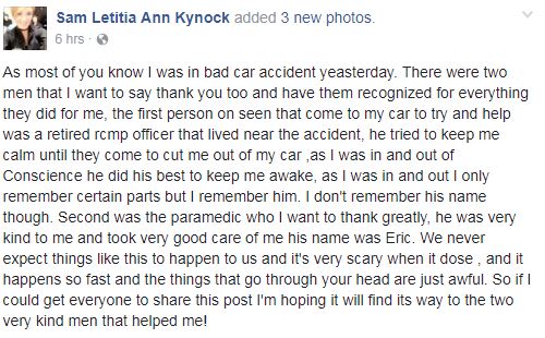 A Facebook post by Sam Kynock has already been shared more than 200 times.