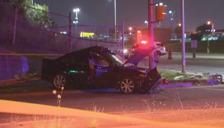 Toronto police are investigating after a man was taken to hospital in serious condition after a crash in the city's west end Monday evening.