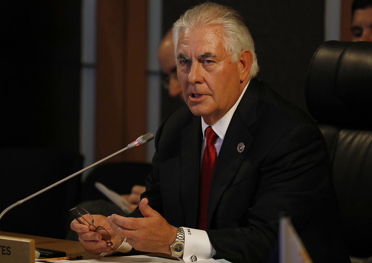 Rex Tillerson gives an opening statement during the Asean-US Ministerial meeting at the sideline of the Association of South East Asian Nations (ASEAN) Foreign Ministers’ Meeting (AMM) and Related Meetings in Manila, Philippines.