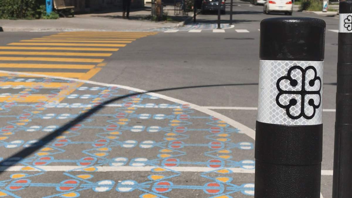 A new safety crosswalk is making its debut in Rosemont-La-Petite-Patrie, Tues. Aug. 8, 2017.