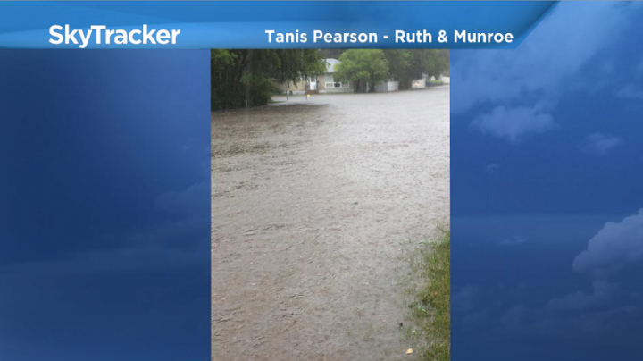 Streets were turned into rivers in parts of Saskatoon on Tuesday, August 8, 2017.
