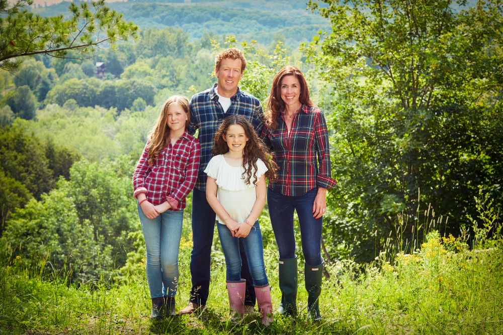 Sarah Richardson with husband, Alex, and daughters Robin (left) and Fiona (centre).