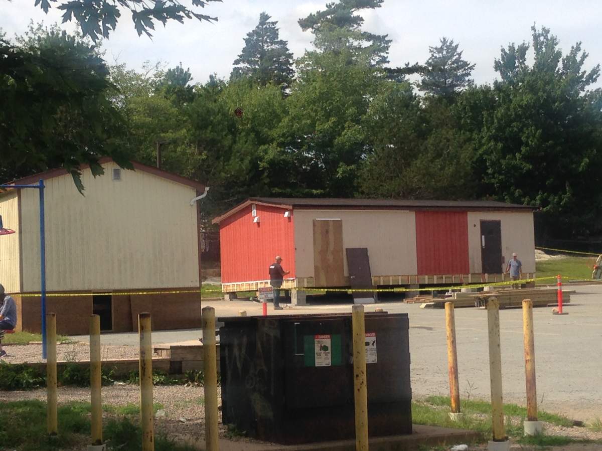 Portables at Basinview Drive Community School still need to be repaired and renovated before school starts in a few weeks.