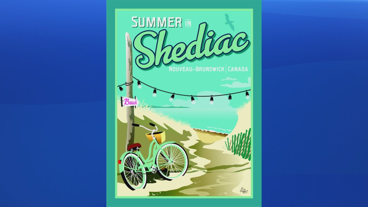 Artist Eric Goggin designed this travel poster capturing a beach in Shediac, N.B.