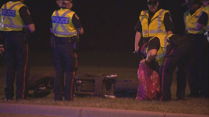 Police officers were called to a serious motorcycle crash in the area of 15 Avenue and 99 Street - by the South Edmonton Common Walmart - at 9:20 p.m. on Monday night.