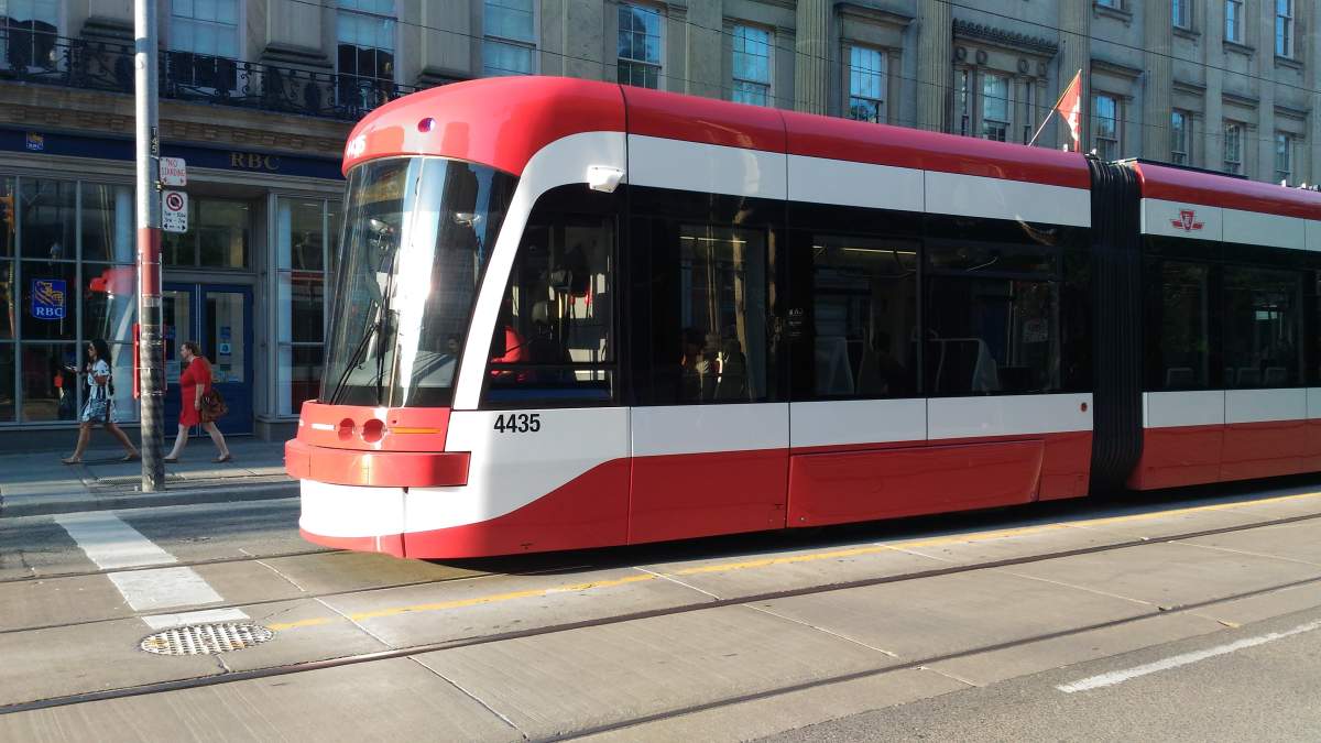 The 514 Cherry streetcar on King Street seen in July of 2017.
