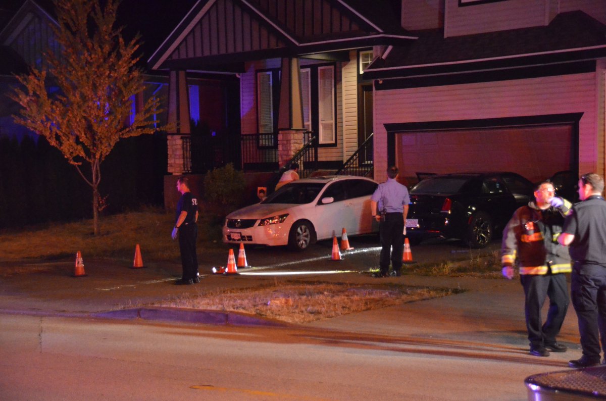 The scene of a shooting in Surrey outside a residence at 166 St. and 64 Ave. on Aug. 29, 2017.