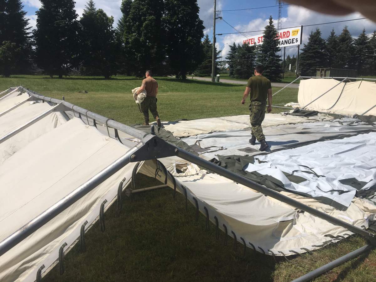 The Canadian Army is setting up camp at the Lacolle Canada-U.S. border to welcome asylum seekers, Weds. Aug. 9, 2017.