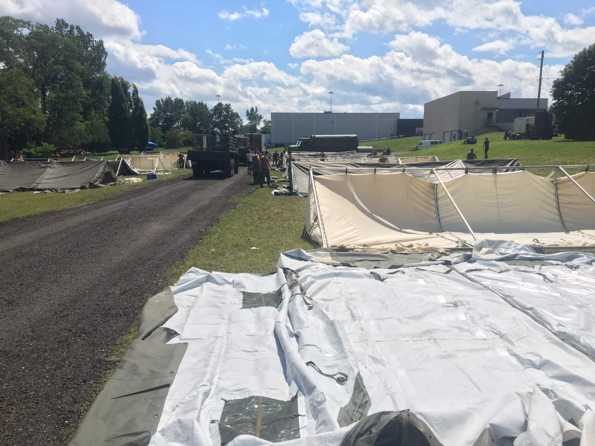 The Canadian Army is setting up camp at the Lacolle Canada-U.S. border to welcome asylum seekers, Weds. Aug. 9, 2017.