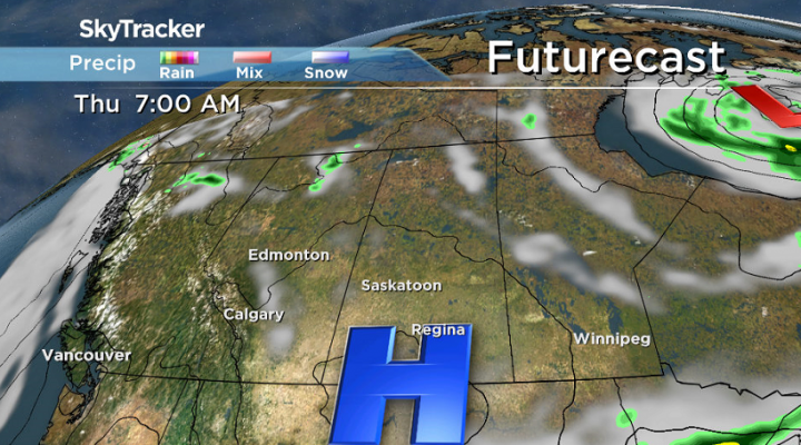 A high pressure system swinging through will keep central Saskatchewan in some sunshine Thursday.