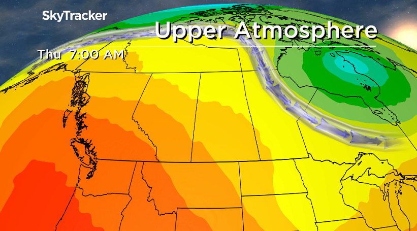 An pulse of heat in the upper atmosphere helps warm temperatures up a bit on Thursday.