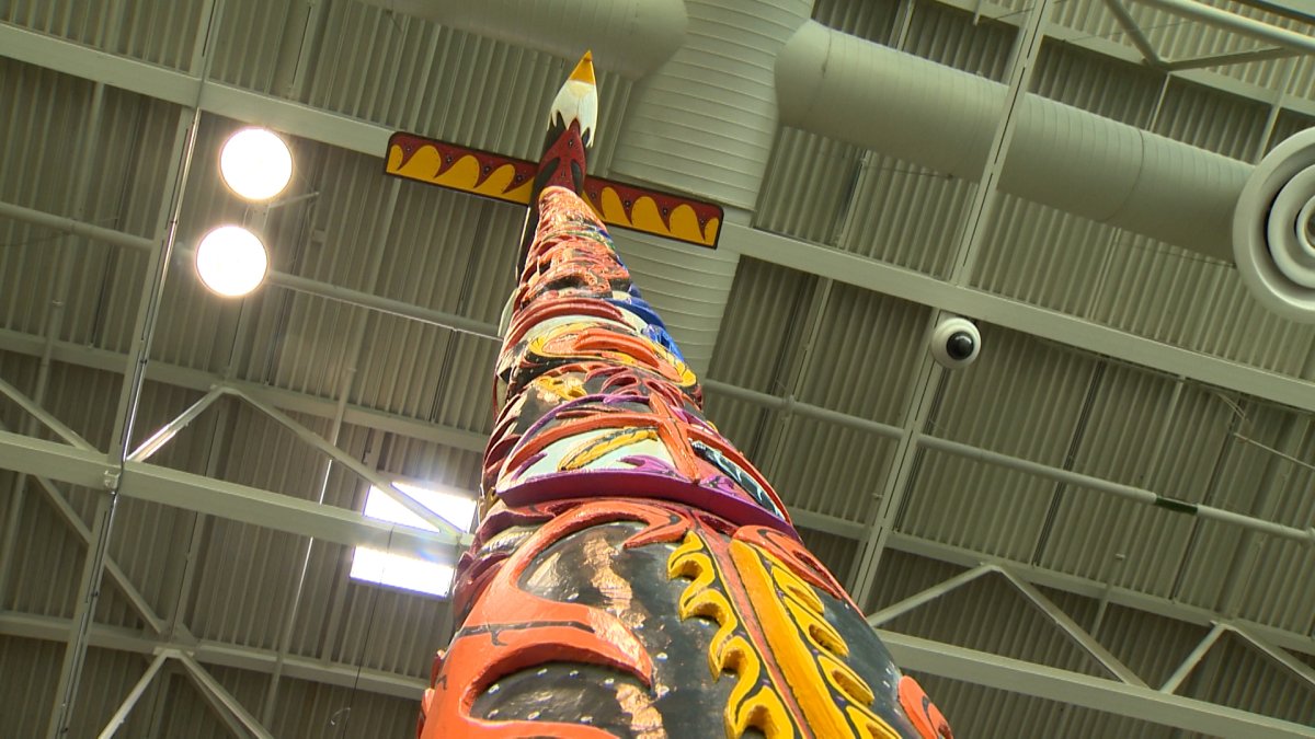 A totem pole by Big Cedar artist Kris Nahrgang was on display at the Canadian National Exhibition in August.