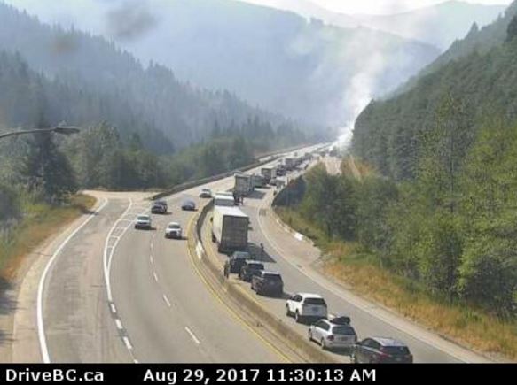 Semi fire closes Coquihalla Highway southbound near Hope - image