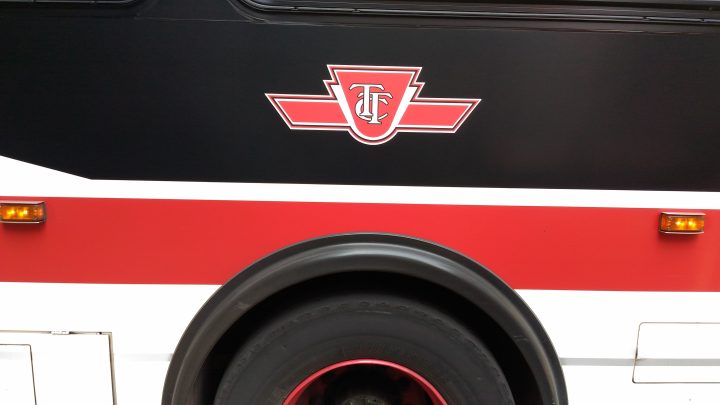 The side of a TTC bus is seen in this file image.