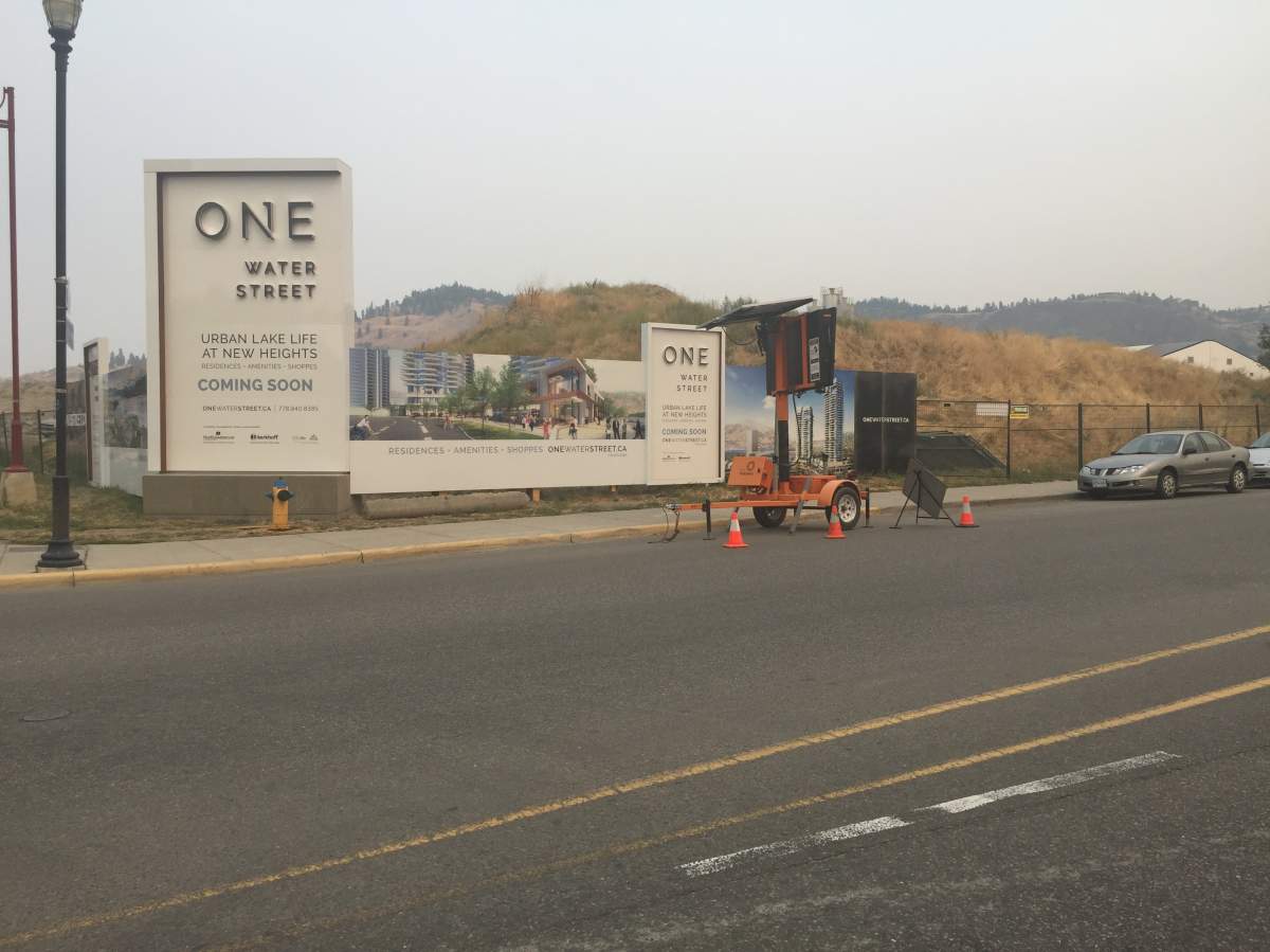 The future site of what will be Kelowna\’s tallest building at the corner of Ellis and Water Streets.