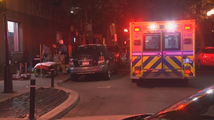 Montreal paramedics assist a 26-year-old man who was stabbed with a sharp object in the abdomen. Sunday, Aug. 20, 2017.