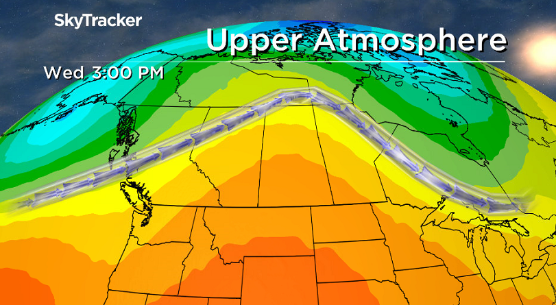 An upper ridge of high pressure bringing in a hot, dry and sunny Wednesday across Saskatchewan.