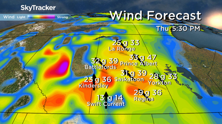 Winds are expected to taper off near midnight on Thursday.