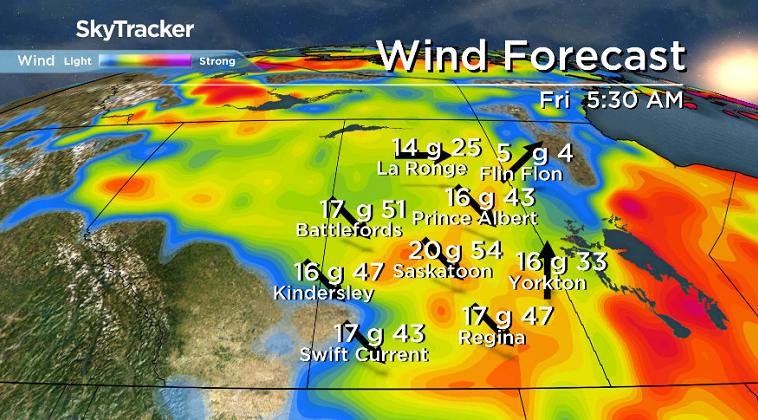 Northwesterly winds kick in behind a cold front on Friday.