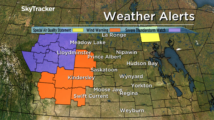 Environment Canada has issued a wind warning in parts of western Saskatchewan. on Friday, August 18, 2017.