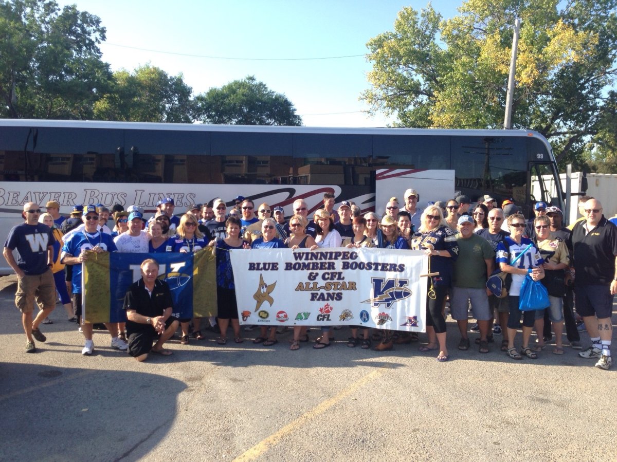 Theses Bomber fans packed into busses Saturday to cheer on their team in Regina. 