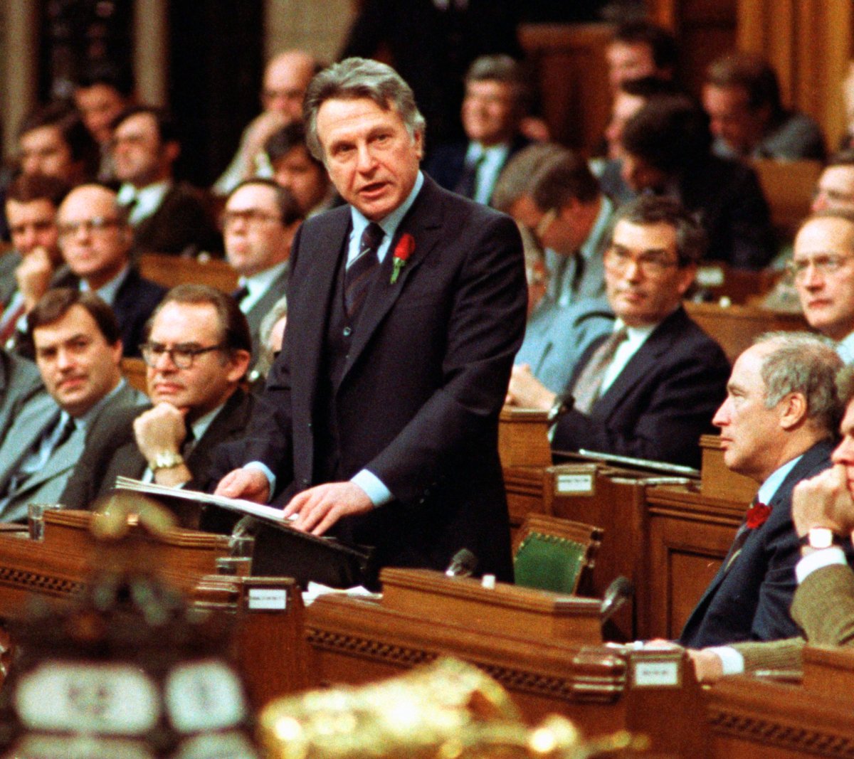 Finance Minister Allan MacEachen in the House of Commons during budget night, Nov 12, 1981. Allan MacEachen, a long-serving Liberal MP and senator from Nova Scotia who was a driving force behind many Canadian social programs, has died at the age of the 96. 
