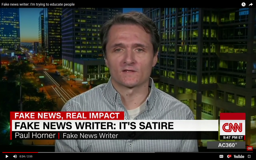 Paul Horner, a leading purveyor of fake news in the U.S. 2016 presidential election, has died outside Phoenix at the age of 38.